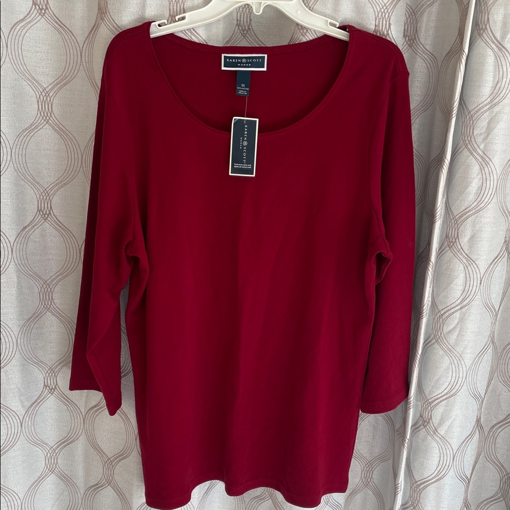 Karen Scott Vibrant Red Blouse